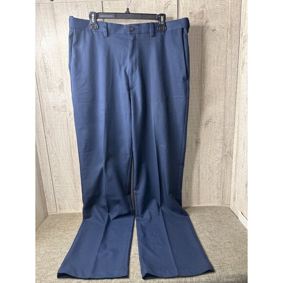 Haggar Other - Haggar Mens Navy Dress Pants 36x34 Polyester Flat Front Classic Fit Straight Leg